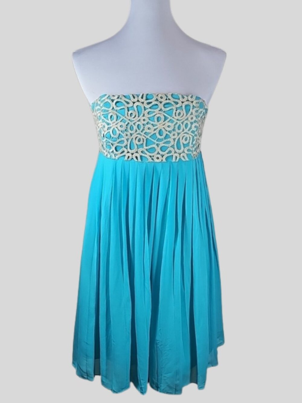 Lilly Pulitzer Jillie Turquoise Strapless Chiffon Dress Sz 6 Boho Preppy Formal